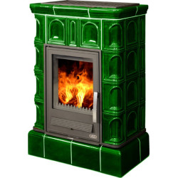 Kachlová kamna ABX Britania s výměníkem, kachlový sokl moosgrün